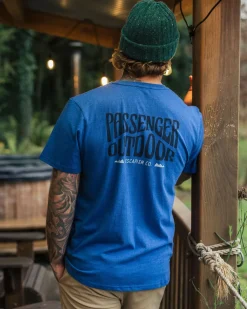 T-shirt en coton bio Yuca - Bleu Azur Marl