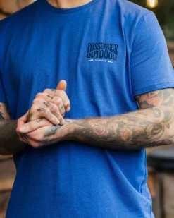 T-shirt en coton bio Yuca - Bleu Azur Marl