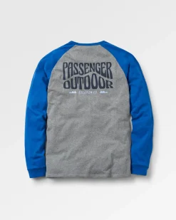 T-shirt manches longues en coton bio Yuca - Bleu Azur Marl