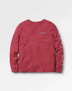 T-shirt manches longues en coton recyclé Dawn - Rouge Terre