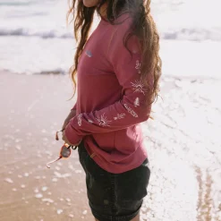 T-shirt manches longues en coton recyclé Dawn - Rouge Terre