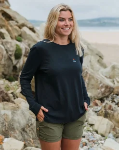 T-shirt manches longues en coton recyclé classique - Noir