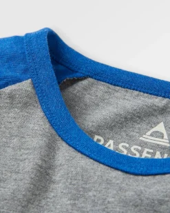 T-shirt manches longues en coton bio Yuca - Bleu Azur Marl