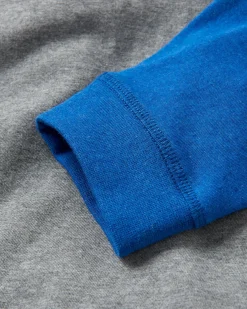 T-shirt manches longues en coton bio Yuca - Bleu Azur Marl