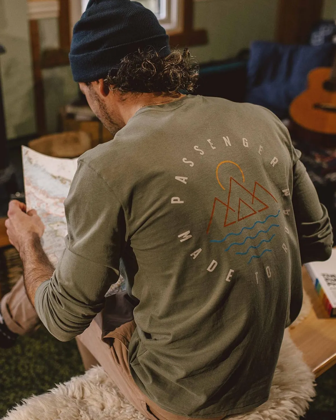 T-shirt manches longues recyclé Escapism - Olive poussiéreux