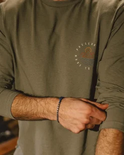 T-shirt manches longues recyclé Escapism - Olive poussiéreux