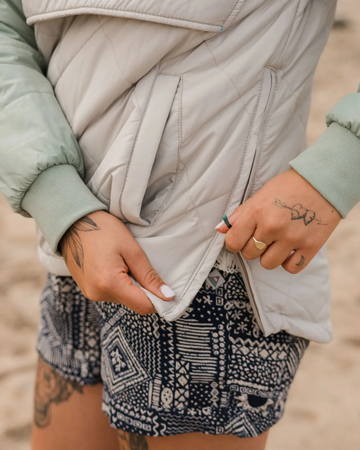 Veste à demi-zip isolée et recyclée Ocean - Gris Galet
