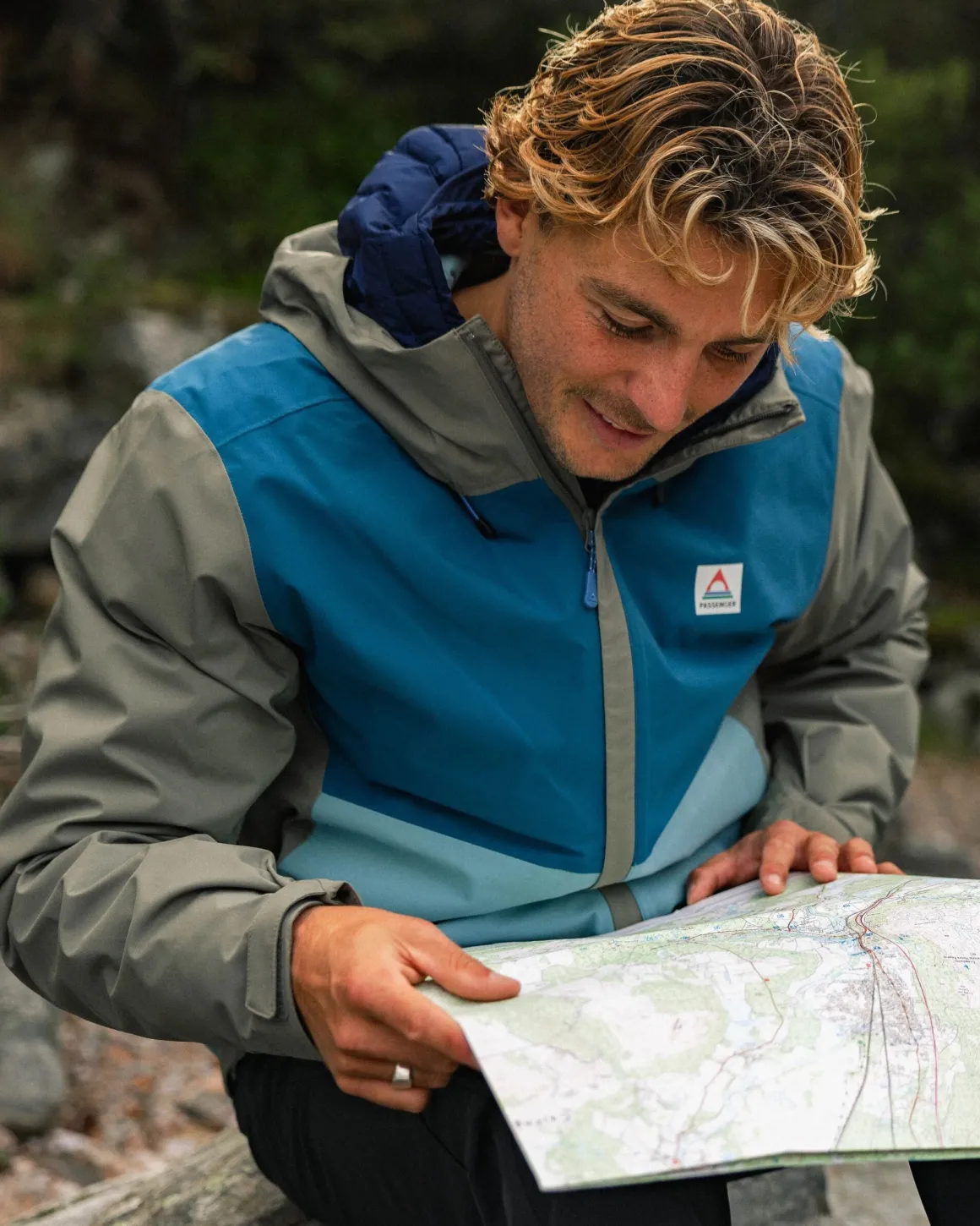 Veste Imperméable Recyclée Downpour - Tidal Blue/Arctic/Dusty Olive