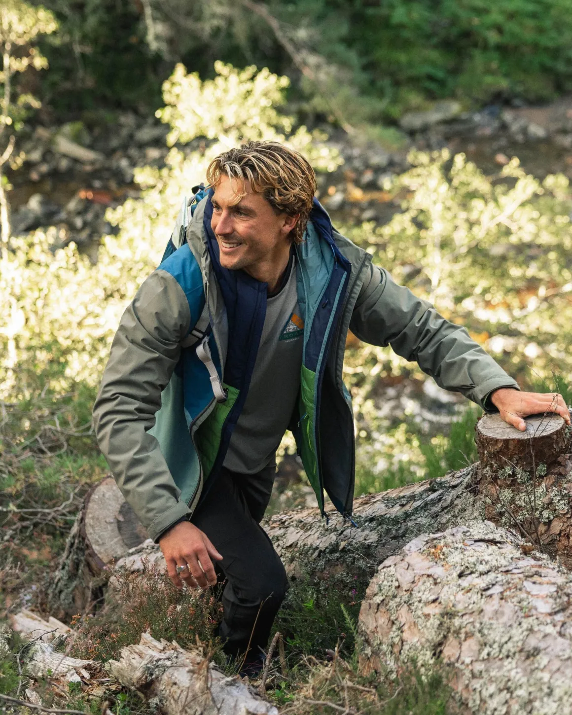Veste Imperméable Recyclée Downpour - Tidal Blue/Arctic/Dusty Olive