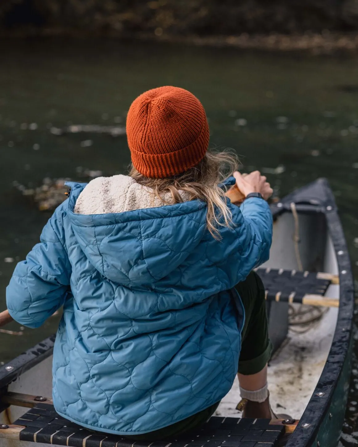 Veste Isolée Doublée Sherpa Recyclée Terreuse - Bleu Lavé