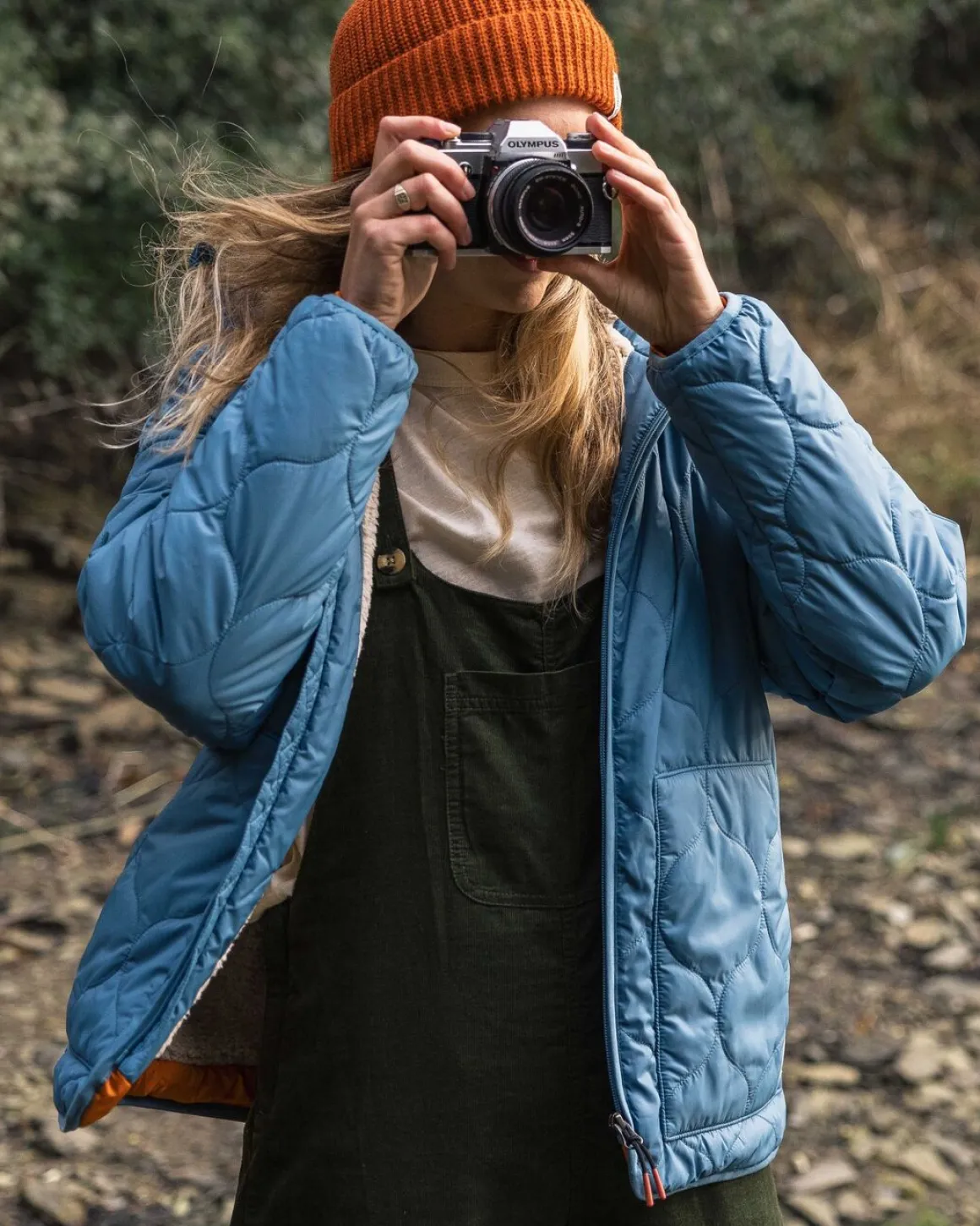 Veste Isolée Doublée Sherpa Recyclée Terreuse - Bleu Lavé