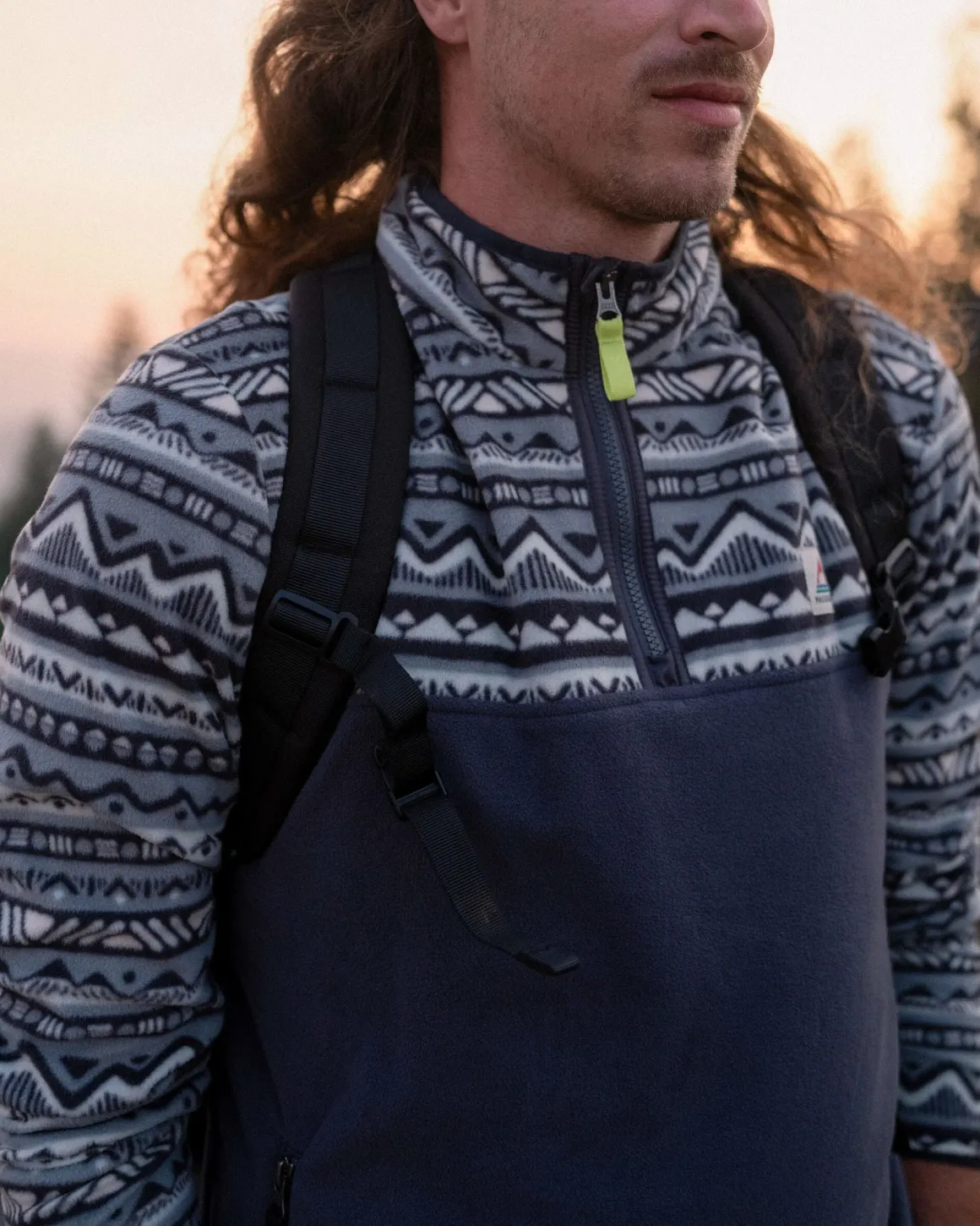 Veste polaire recyclée 1/4 zip Set Off - Mountain Geo Stormy Sea