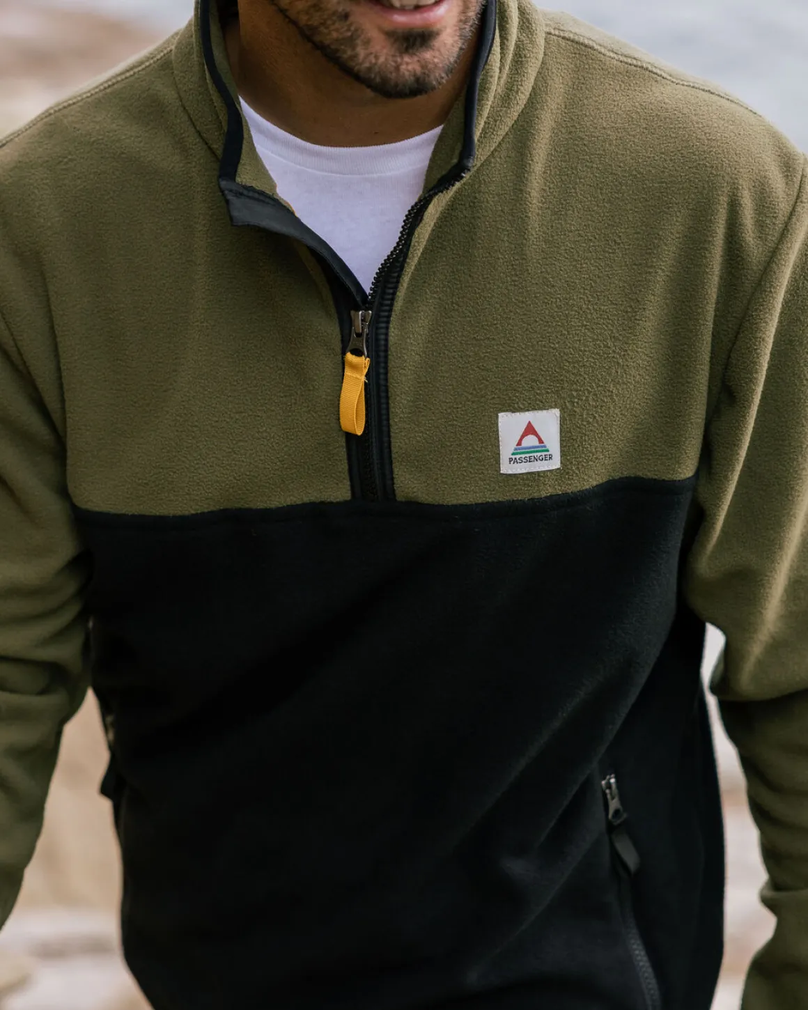 Veste polaire recyclée 1/4 zip Set Off - Khaki