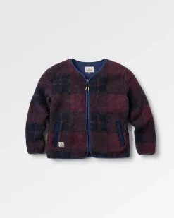 Veste Sherpa en Polaire Recyclée Tawny - Carreaux Prune Foncé/Marine Foncé